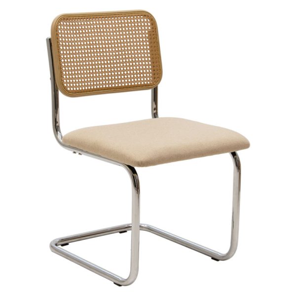 058 000056 Chair Lusy pakoworld pe fabric beige-chrome baseIndoor furniture > Chairs