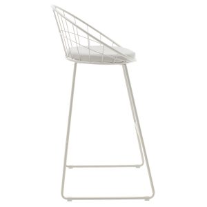 058 000060 2 Seth pakoworld bar stool white metal wire with white pvc cushionIndoor furniture > Bar stools