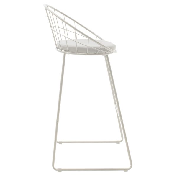 058 000060 2 Seth pakoworld bar stool white metal wire with white pvc cushionIndoor furniture > Bar stools