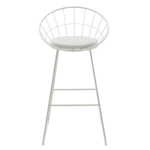 058 000060 3 Seth pakoworld bar stool white metal wire with white pvc cushionIndoor furniture > Bar stools