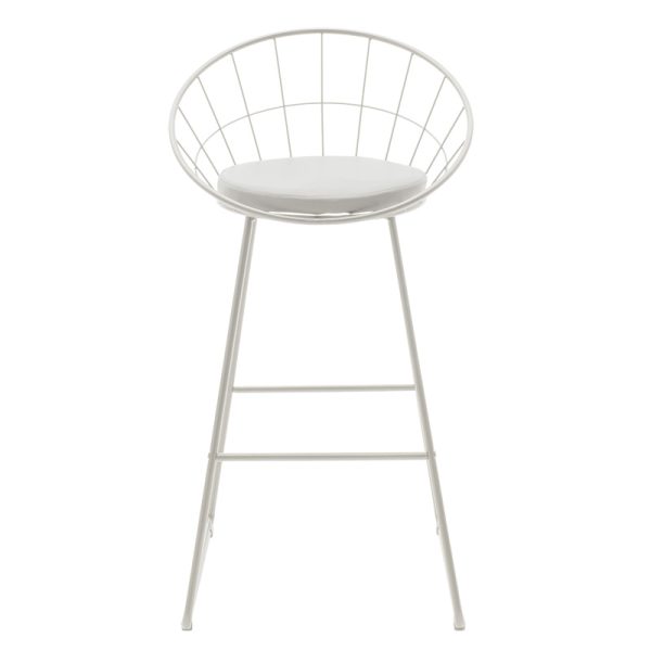 058 000060 3 Seth pakoworld bar stool white metal wire with white pvc cushionIndoor furniture > Bar stools