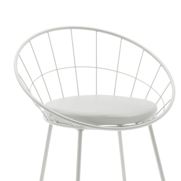 058 000060 4 Seth pakoworld bar stool white metal wire with white pvc cushionIndoor furniture > Bar stools