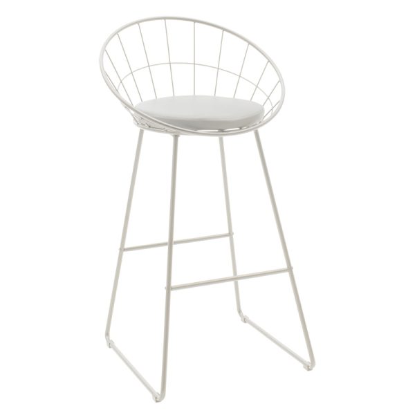 058 000060 Seth pakoworld bar stool white metal wire with white pvc cushionIndoor furniture > Bar stools