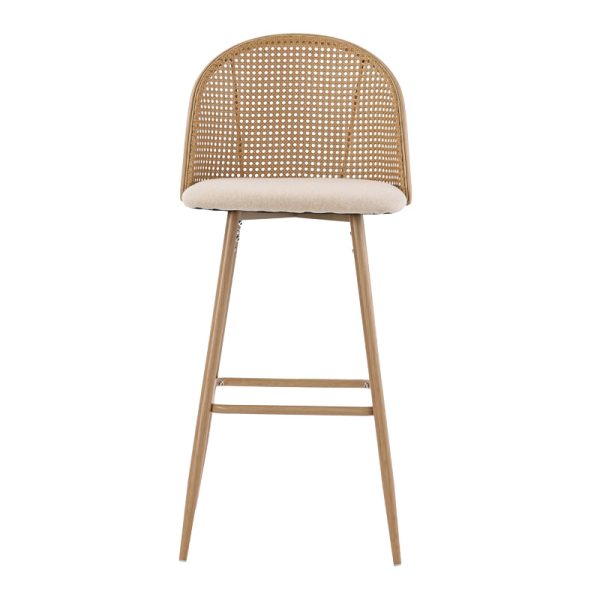 058 000062 3 Bar stool Kace pakoworld pe rattan natural-fabric natural-metal natural 43x55x102cmIndoor furniture > Bar stools