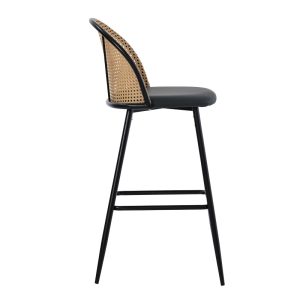 058 000063 2 Bar stool Kace pakoworld pe rattan natural-pu dark grey-metal black 43x55x102cmIndoor furniture > Bar stools