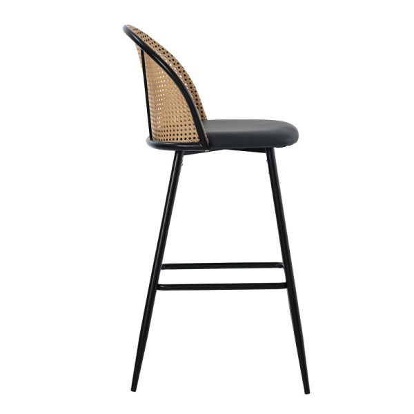 058 000063 2 Bar stool Kace pakoworld pe rattan natural-pu dark grey-metal black 43x55x102cmIndoor furniture > Bar stools
