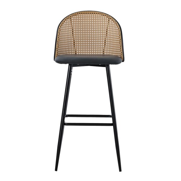 058 000063 3 Bar stool Kace pakoworld pe rattan natural-pu dark grey-metal black 43x55x102cmIndoor furniture > Bar stools