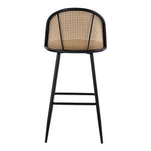 058 000063 4 Bar stool Kace pakoworld pe rattan natural-pu dark grey-metal black 43x55x102cmIndoor furniture > Bar stools