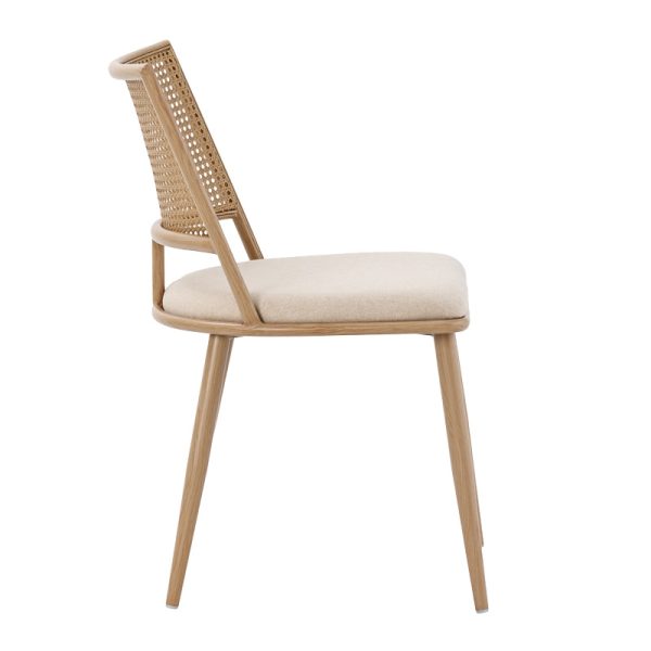 058 000064 2 Giulia chair pakoworld pe rattan fabric beige-metal natural 49x52x80cmIndoor furniture > Chairs