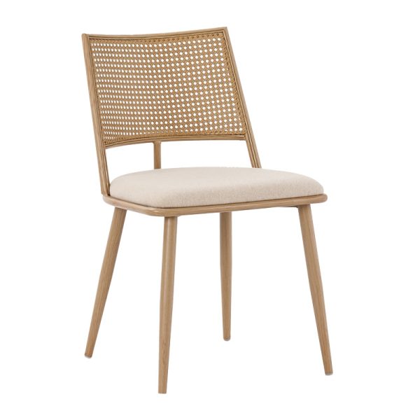 058 000064 Giulia chair pakoworld pe rattan fabric beige-metal natural 49x52x80cmIndoor furniture > Chairs