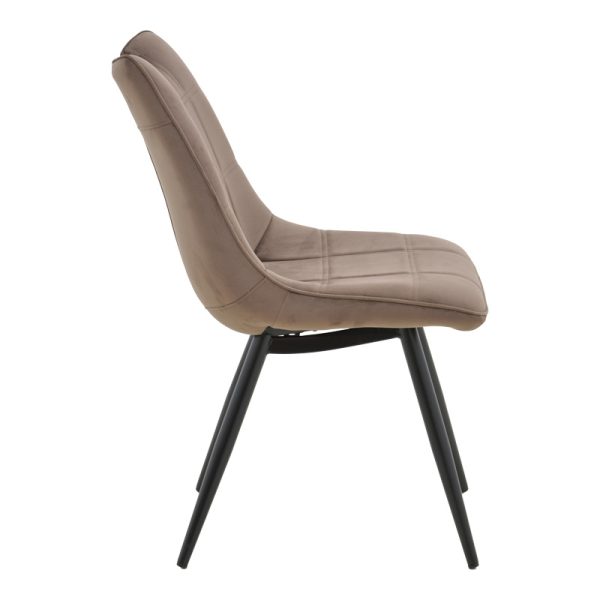 058 000077 2 Nely chair pakoworld brown velvet with black leg 47x61x85cm