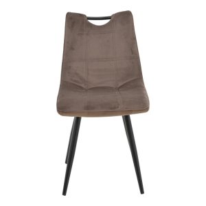 058 000077 3 Nely chair pakoworld brown velvet with black leg 47x61x85cm
