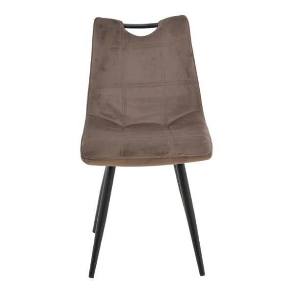 058 000077 3 Nely chair pakoworld brown velvet with black leg 47x61x85cm
