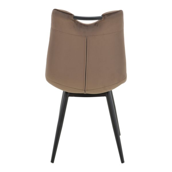 058 000077 4 Nely chair pakoworld brown velvet with black leg 47x61x85cm