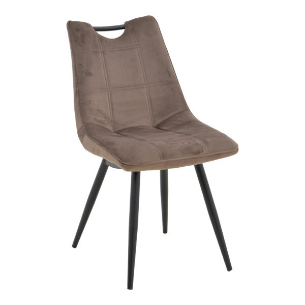 058 000077 Nely chair pakoworld brown velvet with black leg 47x61x85cm