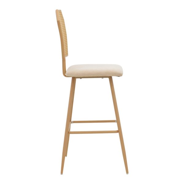 058 000078 2 Bar stool Camilla I pakoworld pe rattan natural-fabric natural-metal in natural color 47.5x58x117cmIndoor furniture > Bar stools