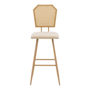 058 000078 3 Bar stool Camilla I pakoworld pe rattan natural-fabric natural-metal in natural color 47.5x58x117cmIndoor furniture > Bar stools