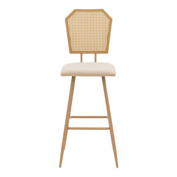 058 000078 3 Bar stool Camilla I pakoworld pe rattan natural-fabric natural-metal in natural color 47.5x58x117cmIndoor furniture > Bar stools