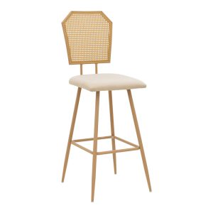 058 000078 Bar stool Camilla I pakoworld pe rattan natural-fabric natural-metal in natural color 47.5x58x117cmIndoor furniture > Bar stools