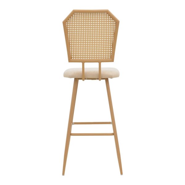058 000078 4 Bar stool Camilla I pakoworld pe rattan natural-fabric natural-metal in natural color 47.5x58x117cmIndoor furniture > Bar stools