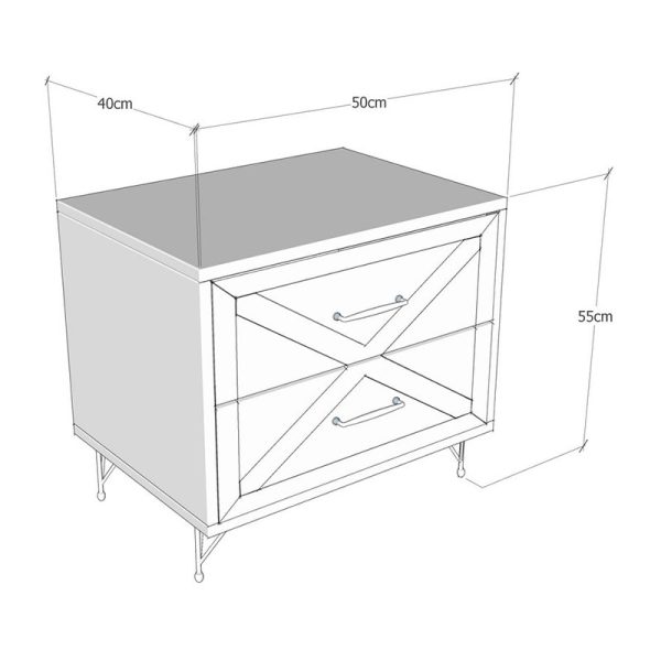 071 000789 3 Nightstand PWF-0279 pakoworld with 2 drawers in dark grey - pine colour 50x40x55cmIndoor furniture > Bedside tables
