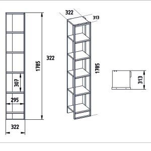 071 000857 3 Bookcase Marble pakoworld in white marble color with golden metal frame 32x38,5x178,5cmIndoor furniture > Bookshelves