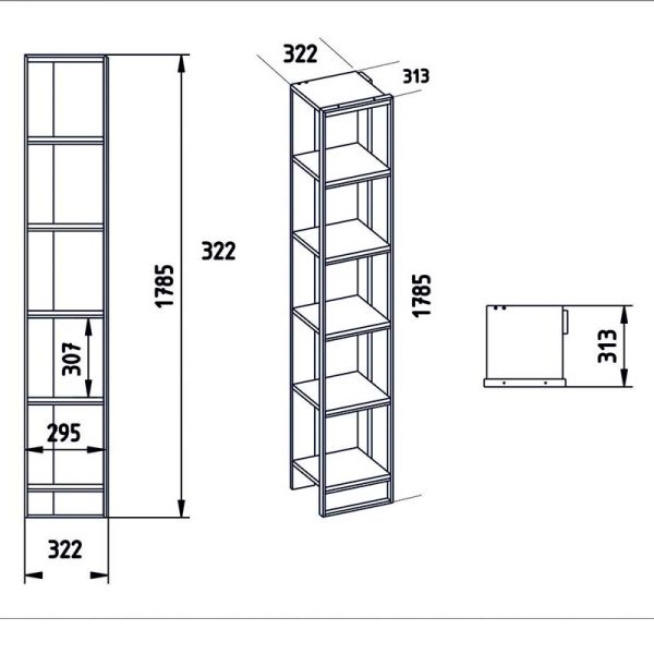 071 000857 3 Bookcase Marble pakoworld in white marble color with golden metal frame 32x38,5x178,5cmIndoor furniture > Bookshelves