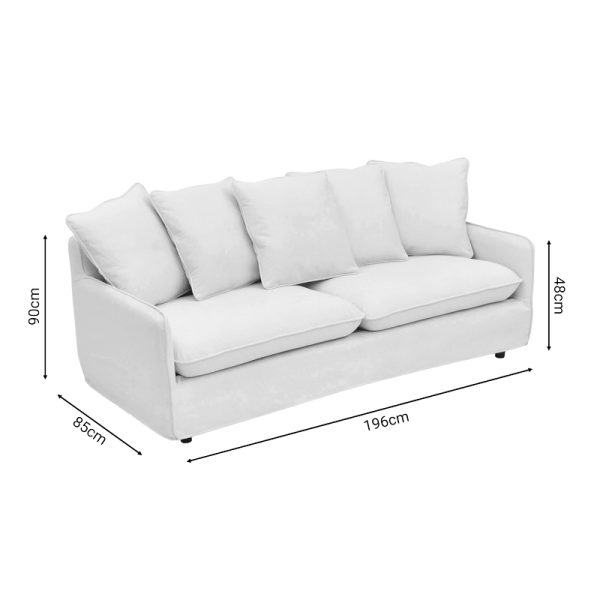074 000023 4 3-seater sofa Interest pakoworld beige fabric with five pillows 196x85x90cmIndoor furniture > Sofas
