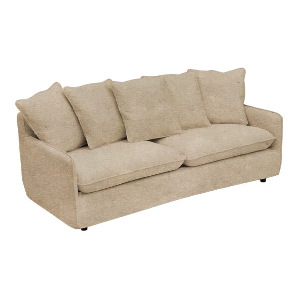 074 000023 3-seater sofa Interest pakoworld beige fabric with five pillows 196x85x90cmIndoor furniture > Sofas