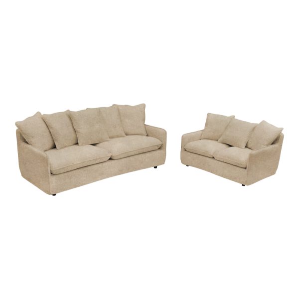 074 000038 Interest pakoworld living room set 2 pcs fabric in beige shade with cushionsIndoor furniture > Sofas