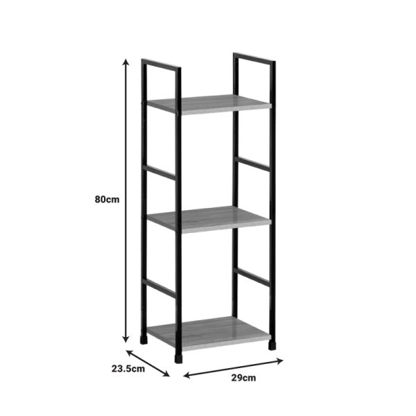 085 000019 3 Bookcase-rack Bitok pakoworld oak-black steel 29x23.5x80cmIndoor furniture > Home organization > Kitchen > Shelves