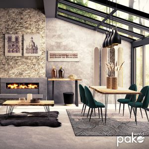 113 000007 2 Bar-console table Miles pakoworld solid wood 4cm natural-foot black 120x53x97cmBOHO CHIC > Other Furnishings