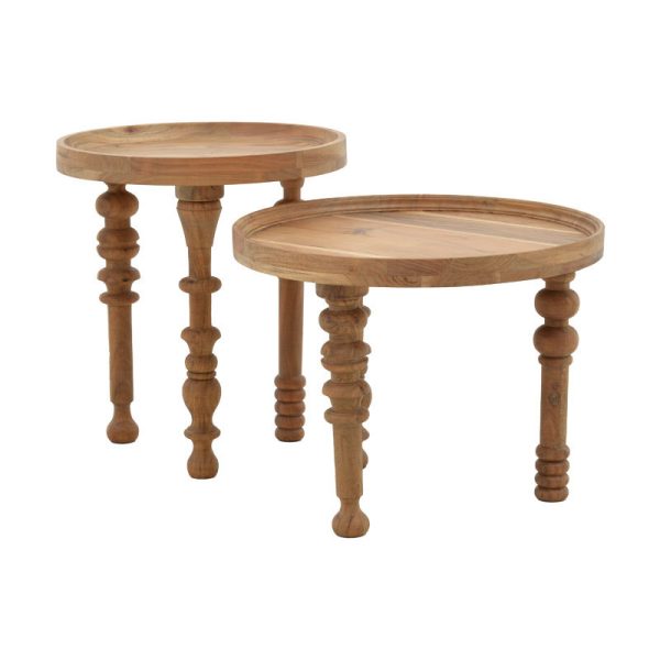 113 000029 Side tables set 2pcs Kelly pakoworld solid acacia wood naturalBOHO CHIC > Coffee Tables