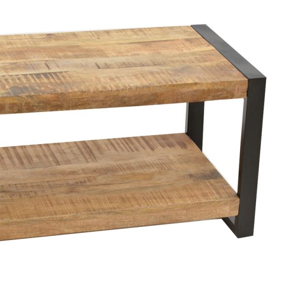 113 000032 3 Coffee table Miles pakoworld solid mango wood nautral-black 100x45x45.5cmBOHO CHIC > Coffee Tables