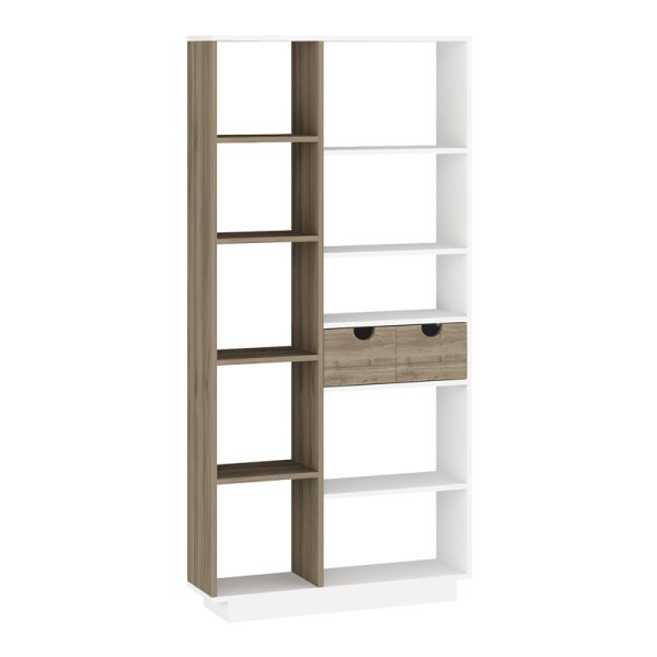 120 000485 Bookcase with drawers Dakin pakoworld in white-walnut shade 80x25x190cmIndoor furniture > Bookshelves