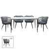 140 000048 Dining table Watson-Obbi set of 3 pakoworld pe gray-metal anthracite gray 70x70x70cmOutdoor furniture > Garden food table
