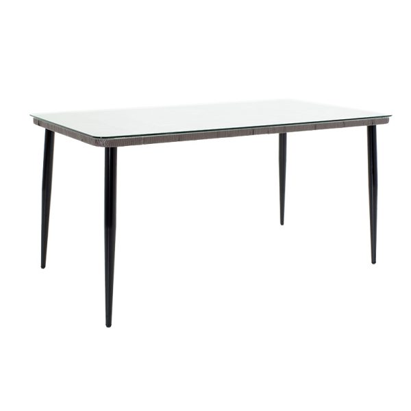 140 000048 2 Naoki dining set 7pcs pakoworld pe gray-metal blackOutdoor furniture > Garden food table