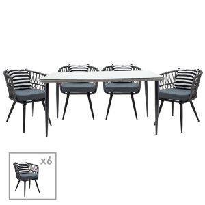 140 000048 Naoki dining set 7pcs pakoworld pe gray-metal blackOutdoor furniture > Garden food table
