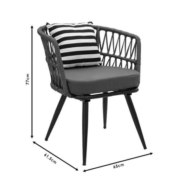140 000048 4 Naoki dining set 7pcs pakoworld pe gray-metal blackOutdoor furniture > Garden food table