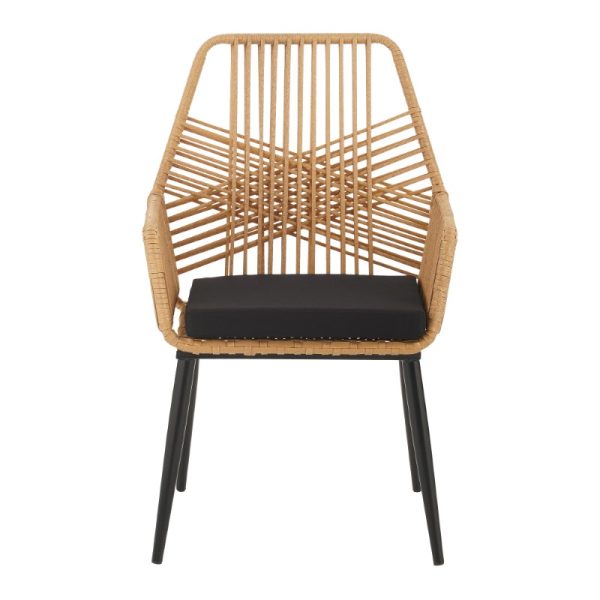 140 000055 2 Armchair Tanish pakoworld rattan natural-metal black legs 58x58.5x87cmOutdoor furniture > Garden armchairs