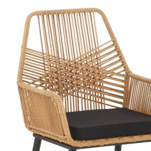 140 000055 3 Armchair Tanish pakoworld rattan natural-metal black legs 58x58.5x87cmOutdoor furniture > Garden armchairs