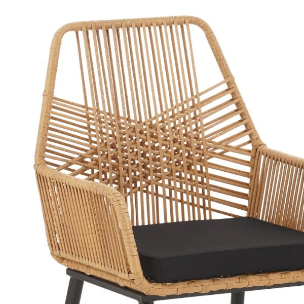 140 000055 3 Armchair Tanish pakoworld rattan natural-metal black legs 58x58.5x87cmOutdoor furniture > Garden armchairs