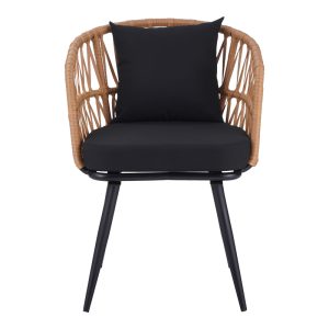 140 000060 4 Naoki Pakoworld Armchair pe rattan -metal in Natural Finish with Black Legs/Cushion 62x60x80cmOutdoor furniture > Garden armchairs