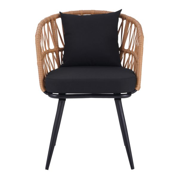 140 000060 4 Naoki Pakoworld Armchair pe rattan -metal in Natural Finish with Black Legs/Cushion 62x60x80cmOutdoor furniture > Garden armchairs