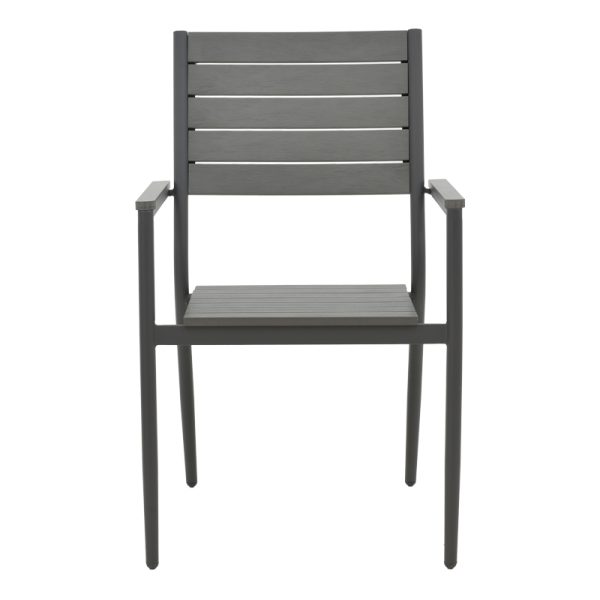 152 000035 3 Armchair Uplift pakoworld aluminum anthracite- plywood gray 60x56.3x89cmOutdoor furniture > Garden armchairs