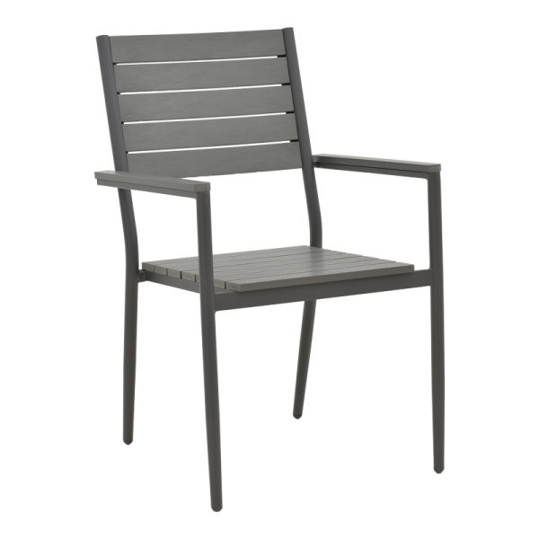 152 000035 Armchair Uplift pakoworld aluminum anthracite- plywood gray 60x56.3x89cmOutdoor furniture > Garden armchairs