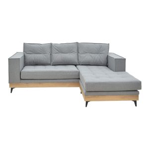 166 000022 2 Corner reversible sofa Mirabel pakoworld grey fabric-natural wood 250x184x100cmIndoor furniture > Cornered sofas
