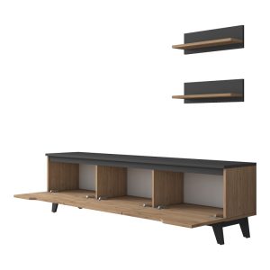 182 000009 2 TV unit Kasia pakoworld oak-dark grey 180x35x48,5cmIndoor furniture > Living room sets