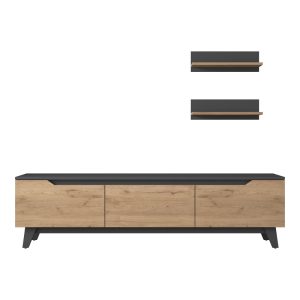 182 000009 3 TV unit Kasia pakoworld oak-dark grey 180x35x48,5cmIndoor furniture > Living room sets