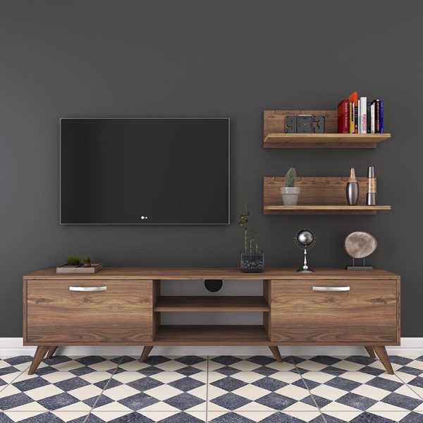 182 000025 3 Tv unit Jasmine pakoworld in walnut color 80x35x48.5cmIndoor furniture > Living room sets
